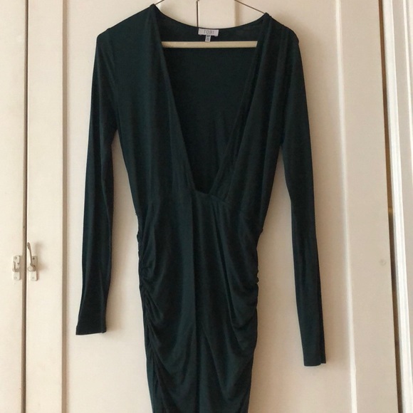 Green Plunge Neck Dress - Picture 3 of 4